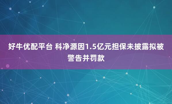 好牛优配平台 科净源因1.5亿元担保未披露拟被警告并罚款