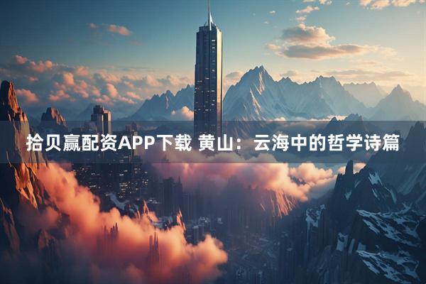 拾贝赢配资APP下载 黄山：云海中的哲学诗篇
